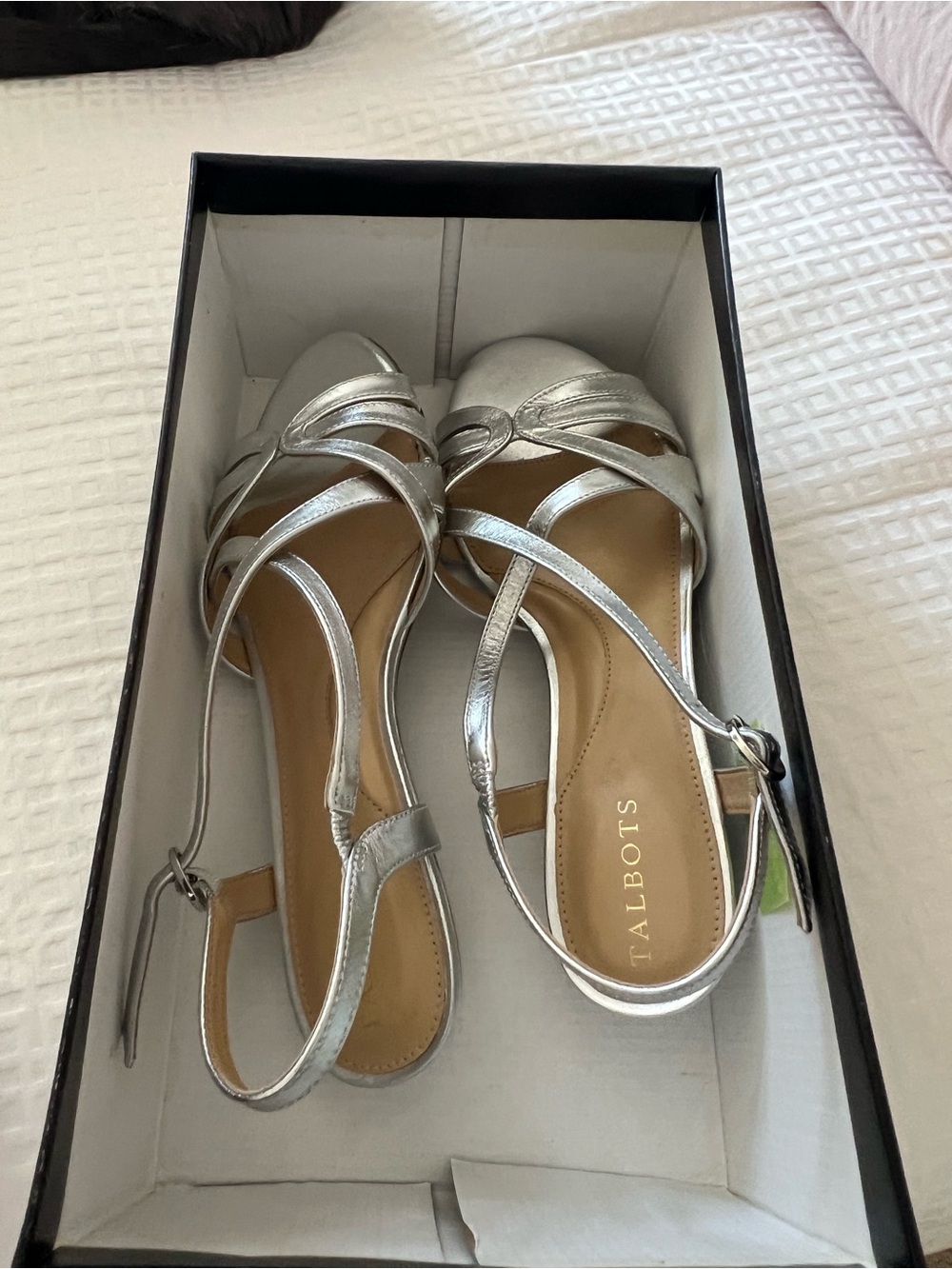 Talbots 7.5 Metallic Silver Strappy Sandals